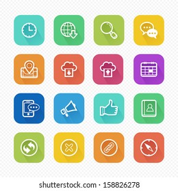 Web and Mobile Flat Icons with Long Shadow - Vector illustration