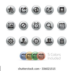 Web and Mobile Icons 2 // Metal Round Series -- The vector file includes 5 color versions for each icon in different layers.