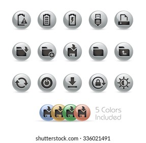 Web and Mobile Icons 3 // Metal Round Series -- The vector file includes 5 color versions for each icon in different layers.
