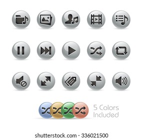 Web and Mobile Icons 7 // Metal Round Series -- The vector file includes 5 color versions for each icon in different layers.