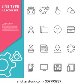 Web and mobile  icons, flat design , thin line style, vector