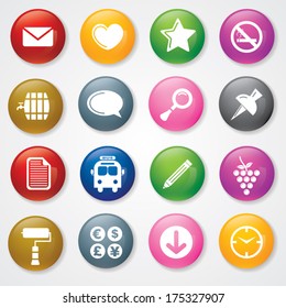 Web and Mobile Icons On 3D Buttons. Eps-10.