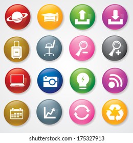 Web and Mobile Icons On 3D Buttons. Eps-10.