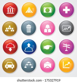 Web and Mobile Icons On 3D Buttons. Eps-10.