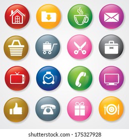 Web and Mobile Icons On 3D Buttons. Eps-10.