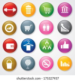 Web and Mobile Icons On 3D Buttons. Eps-10.