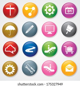 Web and Mobile Icons On 3D Buttons. Eps-10.
