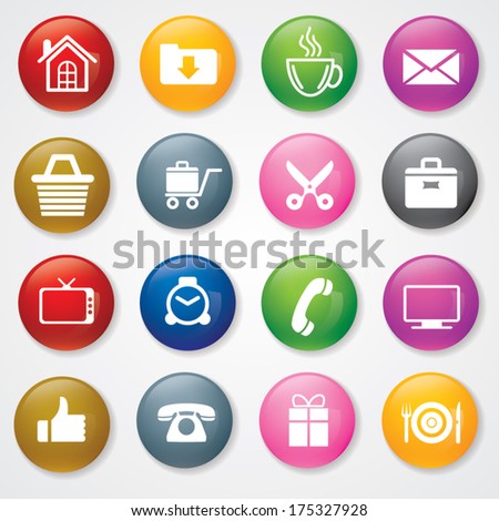 Web and Mobile Icons On 3D Buttons. Eps-10.