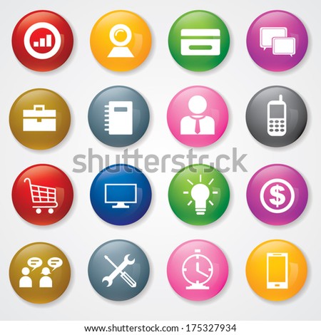 Web and Mobile Icons On 3D Buttons. Eps-10.
