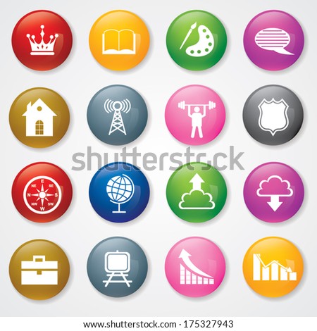 Web and Mobile Icons On 3D Buttons. Eps-10.
