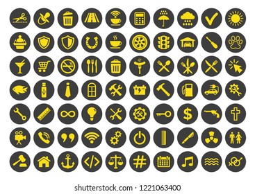Web and mobile icons set on white background. Vector illustration