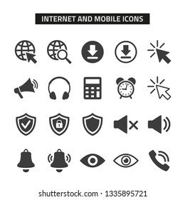 Web and mobile icons set on white background. Vector illustration