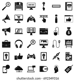 Web mobile icons set. Simple style of 36 web mobile vector icons for web isolated on white background