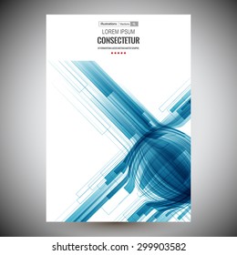 web and mobile interface template. Corporate website design. Abstract vector brochure,  page. Blue abstract element