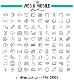 Web- und Mobile-Line-Symbol-Set, os Interface-Symbolsammlung, Vektorgrafiken, Logo-Illustrationen, Web-Zeichen-Paket lineare Piktogramme einzeln auf weißem Hintergrund, eps10.