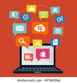 Web and mobile phone services and apps. Icons for web design development, web page design layouts, various devices