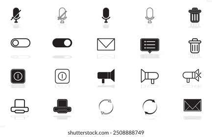 web or mobile vector icon such as microphone, delete, restore, loud speaker, mike , loading, message,  error etc..