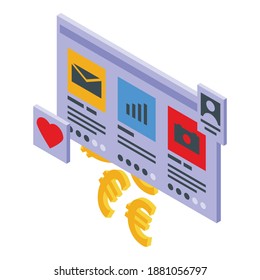Web monetization icon. Isometric of web monetization vector icon for web design isolated on white background