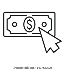 Web money click icon. Outline web money click vector icon for web design isolated on white background