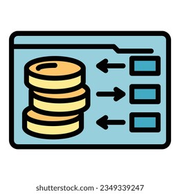 Web money icon outline vector. Internet card. Digital pay color flat