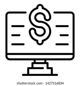 Web money monitor icon. Outline web money monitor vector icon for web design isolated on white background