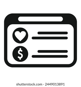 Web money online support icon simple vector. Care fundraising. Financial investment