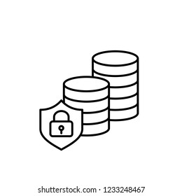 web money security line black icon on white background