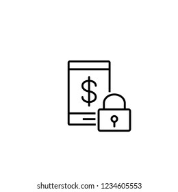 web money security lock symbol line black icon on white background