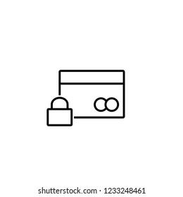 web money security symbol; card with lock line black icon on white background