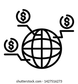 Web money transfer icon. Outline web money transfer vector icon for web design isolated on white background