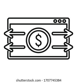 Web money transfer icon. Outline web money transfer vector icon for web design isolated on white background