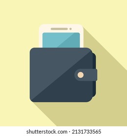 Web money wallet icon flat vector. Online pay. Mobile card