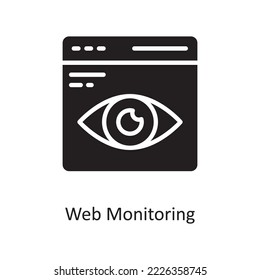 Ilustración de diseño de iconos sólidos del vector de supervisión web. Símbolo de computación en nube sobre archivo EPS 10 de fondo blanco