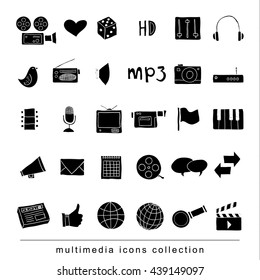 Web multimedia icons set black