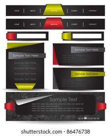 web navigation bar with form,banners and slider in black theme