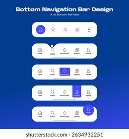 web navigation bars and button design elements for a website interface template. bottom navigation bar ui ux.
