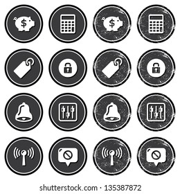 Web navigation icons on vintage labels set