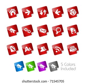 Web Navigation Icons // Stickers Series -------It includes 5 color versions for each icon in different layers ---------
