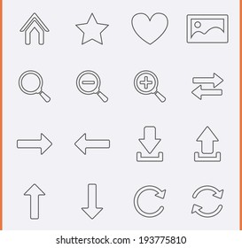 Web Navigation Icons in thin line style