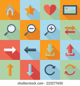 Web Navigation icons. Vector collection of flat and colorful web icons