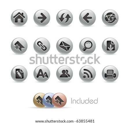 Web Navigation // Metal Round Series --- It includes 4 color versions for each icon in different layers---