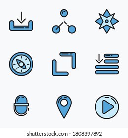 Web navigations icons set color with white background - vector