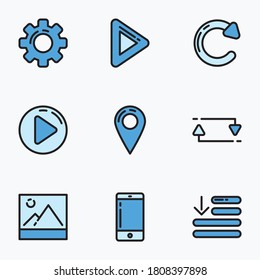 Los iconos de navegación web establecen el color con fondo blanco - vector