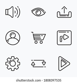 Iconos de navegación web establecen línea con fondo blanco - vector