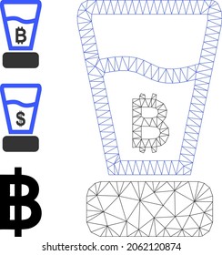 Web net bitcoin mixer vector icon, and bonus icons. Flat 2d carcass created from bitcoin mixer pictogram. Abstract carcass mesh polygonal bitcoin mixer. Net carcass flat mesh in vector format,