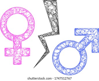 Icono vectorial del símbolo de divorcio de la red web. Cáscaras planas 2d creadas a partir del pictograma del símbolo de divorcio. Símbolo abstracto de malla de malla de divorcio poligonal. 