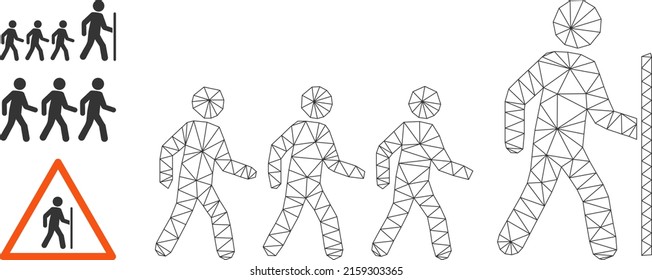 Web net hiking group leader vector icon, and original icons. Flat 2d carcass created from hiking group leader pictogram. Abstract carcass mesh polygonal hiking group leader.
