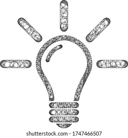 Web net light bulb vector icon. Flat 2d carcass created from light bulb pictogram. Abstract frame mesh polygonal light bulb. Net carcass flat mesh in vector EPS format, on a white background.