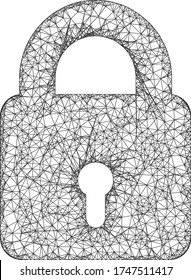 Web net lock vector icon. Flat 2d carcass created from lock pictogram. Abstract frame mesh polygonal lock. Net frame flat mesh in vector format, on a white background.