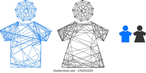 Icono vectorial de pareja de personas de la red Web. Modelo plano 2d creado a partir de pictograma de pareja de personas. Resumen de malla de marco de la pareja de gente poligonal. Malla plana de trama neta en formato EPS vectorial, sobre fondo blanco.